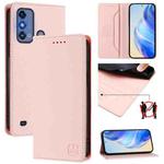 For ZTE Blade A53 Pro RC01 Dual-Folded Magnetic Suction RFID Leather Phone Case(Pink)