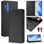 For ZTE Blade A53 Pro RC01 Dual-Folded Magnetic Suction RFID Leather Phone Case(Black)