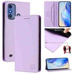 For ZTE Blade A53 Pro RC01 Dual-Folded Magnetic Suction RFID Leather Phone Case(Light Purple)