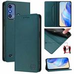 For ZTE Blade A53 Pro RC01 Dual-Folded Magnetic Suction RFID Leather Phone Case(Dark Green)