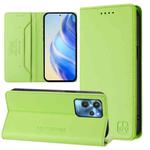 For Oukitel C32 RC01 Dual-Folded Magnetic Suction RFID Leather Phone Case(Grass Green)