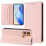 For Oukitel C33 RC01 Dual-Folded Magnetic Suction RFID Leather Phone Case(Pink)