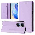 For Oukitel C38 RC01 Dual-Folded Magnetic Suction RFID Leather Phone Case(Light Purple)