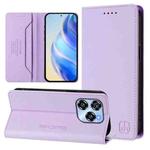 For Oukitel C50 RC01 Dual-Folded Magnetic Suction RFID Leather Phone Case(Light Purple)