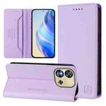 For Oukitel C57 / C57S / C57 Pro RC01 Dual-Folded Magnetic Suction RFID Leather Phone Case(Light Purple)