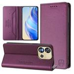 For Oukitel C57 / C57S / C57 Pro RC01 Dual-Folded Magnetic Suction RFID Leather Phone Case(Violet)