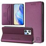 For Blackview A53 RC01 Dual-Folded Magnetic Suction RFID Leather Phone Case(Violet)