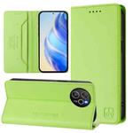 For Blackview Shark 8 / Oscal Tiger 12 RC01 Dual-Folded Magnetic Suction RFID Leather Phone Case(Grass Green)