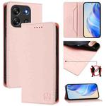 For Blackview Oscal Flat 1C RC01 Dual-Folded Magnetic Suction RFID Leather Phone Case(Pink)