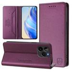 For BLU G54 RC01 Dual-Folded Magnetic Suction RFID Leather Phone Case(Violet)