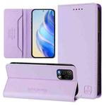 For BLU View 5 Pro RC01 Dual-Folded Magnetic Suction RFID Leather Phone Case(Light Purple)