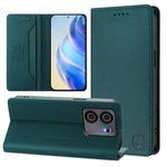 For BLU View 5 RC01 Dual-Folded Magnetic Suction RFID Leather Phone Case(Dark Green)