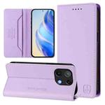 For UMIDIGI Note 90 RC01 Dual-Folded Magnetic Suction RFID Leather Phone Case(Light Purple)