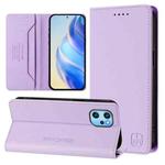 For UMIDIGI Power 7 Max RC01 Dual-Folded Magnetic Suction RFID Leather Phone Case(Light Purple)