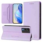 For Cubot A10 RC01 Dual-Folded Magnetic Suction RFID Leather Phone Case(Light Purple)