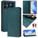 For Cubot A20 RC01 Dual-Folded Magnetic Suction RFID Leather Phone Case(Dark Green)