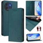 For DOOGEE Note 59 / Note 59 Pro RC01 Dual-Folded Magnetic Suction RFID Leather Phone Case(Dark Green)