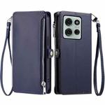 For Motorola Moto G75 5G Leather Stitching Multi-card Slot Zipper Phone Case(Blue)