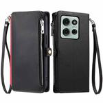 For Motorola Moto G75 5G Leather Stitching Multi-card Slot Zipper Phone Case(Black)