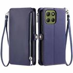 For Motorola Moto G15 Leather Stitching Multi-card Slot Zipper Phone Case(Blue)