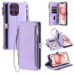 For Motorola Edge 60 Pro Leather Stitching Multi-card Slot Zipper Phone Case(Purple)