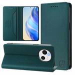 For Sharp Aquos Sense9 Plus RC01 Dual-Folded Magnetic Suction RFID Leather Phone Case(Dark Green)