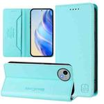 For Sharp Aquos Wish4 SH-52E RC01 Dual-Folded Magnetic Suction RFID Leather Phone Case(Mint Green)