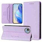 For Sharp Aquos Wish4 SH-52E RC01 Dual-Folded Magnetic Suction RFID Leather Phone Case(Light Purple)