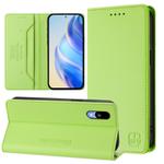 For Sharp Basio Active3 RC01 Dual-Folded Magnetic Suction RFID Leather Phone Case(Grass Green)