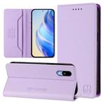 For Sharp Basio Active3 RC01 Dual-Folded Magnetic Suction RFID Leather Phone Case(Light Purple)