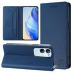 For vivo Y19s 4G Global RC01 Dual-Folded Magnetic Suction RFID Leather Phone Case(Dark Blue)