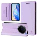 For vivo X200 RC01 Dual-Folded Magnetic Suction RFID Leather Phone Case(Light Purple)