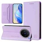 For vivo X200 Pro mini RC01 Dual-Folded Magnetic Suction RFID Leather Phone Case(Light Purple)