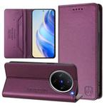 For vivo X200 Pro mini RC01 Dual-Folded Magnetic Suction RFID Leather Phone Case(Violet)