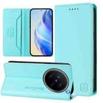 For vivo X200 Pro RC01 Dual-Folded Magnetic Suction RFID Leather Phone Case(Mint Green)