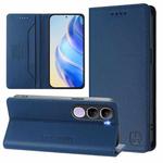 For vivo V40 Lite 5G IDN RC01 Dual-Folded Magnetic Suction RFID Leather Phone Case(Dark Blue)