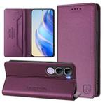 For vivo V40 Lite 5G IDN RC01 Dual-Folded Magnetic Suction RFID Leather Phone Case(Violet)