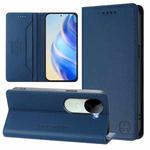 For vivo V40e 5G India / iQOO Z9s 5G RC01 Dual-Folded Magnetic Suction RFID Leather Phone Case(Dark Blue)