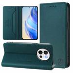 For vivo V40 Lite 5G / V30e 5G Global RC01 Dual-Folded Magnetic Suction RFID Leather Phone Case(Dark Green)