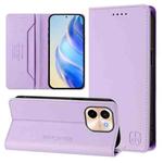 For vivo Y28 4G RC01 Dual-Folded Magnetic Suction RFID Leather Phone Case(Light Purple)