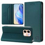 For vivo Y28 4G RC01 Dual-Folded Magnetic Suction RFID Leather Phone Case(Dark Green)