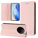 For vivo X100s 5G RC01 Dual-Folded Magnetic Suction RFID Leather Phone Case(Pink)