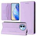 For vivo Y38 5G / Y200i / T3x Global RC01 Dual-Folded Magnetic Suction RFID Leather Phone Case(Light Purple)