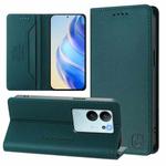 For vivo V29e 5G / Y200 5G Global RC01 Dual-Folded Magnetic Suction RFID Leather Phone Case(Dark Green)