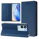 For vivo V29 5G Global / V29 Pro RC01 Dual-Folded Magnetic Suction RFID Leather Phone Case(Dark Blue)