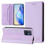 For vivo Y55s 2023 5G / iQOO U5e 5G RC01 Dual-Folded Magnetic Suction RFID Leather Phone Case(Light Purple)