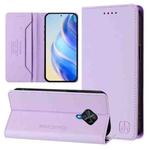 For vivo Y31 4G 2021 India / Y53s RC01 Dual-Folded Magnetic Suction RFID Leather Phone Case(Light Purple)