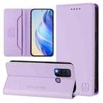 For vivo Y30 4G Global RC01 Dual-Folded Magnetic Suction RFID Leather Phone Case(Light Purple)