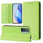 For vivo Y76 5G RC01 Dual-Folded Magnetic Suction RFID Leather Phone Case(Grass Green)