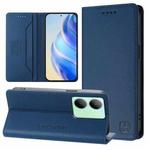 For vivo Y36 4G / 5G Global RC01 Dual-Folded Magnetic Suction RFID Leather Phone Case(Dark Blue)